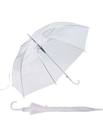 8 Telli Yarı Otomatik Şeffaf Baston Şemsiye