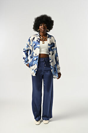 KADIN KARIŞIK DESENLİ OVERSİZE KESİM GÖMLEK