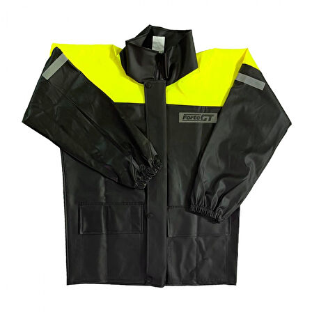 Forte Gt 1134 Pvc Kurye Paketçi Yağmurluğu Takım Cepli Siyah-neon Sarı MEDIUM