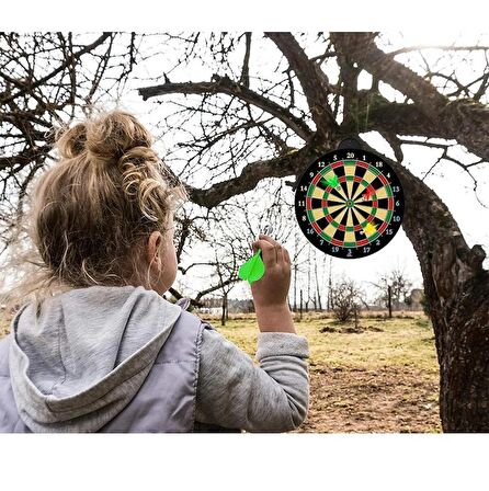 Dart Tahtası Seti 17 İnç Büyük Boy Çift Taraflı Dart Tahtası Oyun Seti