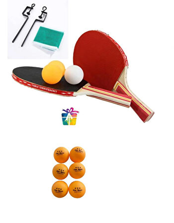  Masa Tenis Seti Pinpon Seti 2 Raket 3 Top File Takma Aparatları+ 6 Adet Pinpon Maç Topu