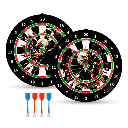 4 Oklu Mıknatıslı Dart Seti Çift Yönlü Manyetik Dart Askılı Dartboard
