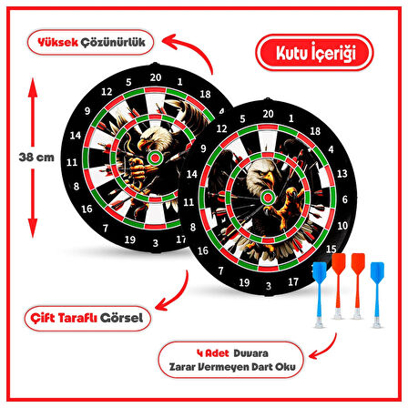 4 Oklu Mıknatıslı Dart Seti Çift Yönlü Manyetik Dart Askılı Dartboard
