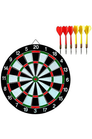 Dart Tahtası Seti 15 İnç Büyük Orta Boy Çift Taraflı Dart Tahtası Oyun Seti+6 ADET Dart Oku