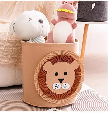 Çamaşır Sepeti Sevimli Aslan Oyuncak Sepeti Keçe Sepet Çocuk Odası Düzenleyici
