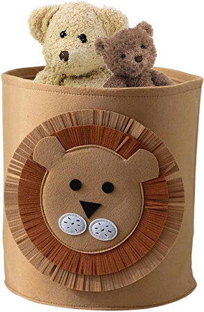 Çamaşır Sepeti Sevimli Aslan Oyuncak Sepeti Keçe Sepet Çocuk Odası Düzenleyici