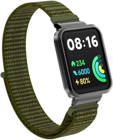 - Xiaomi Redmi Watch 2 Lite ile uyumlu Kordon Kasalı Hasır Kordon Asker Yeşili