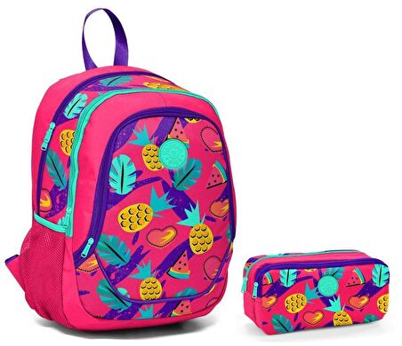 Yaygan Kids İlkokul Çantası ve Kalemlik Seti - Ananas