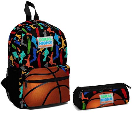 Coral High Basketbol Baskılı Erkek Çocuk Yuva Ve Anaokulu Çanta Seti