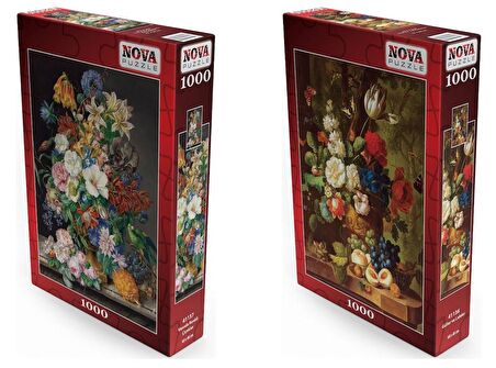 Nova Puzzle 2x1000 Parça Vazoda Çiçekler Puzzle Seti
