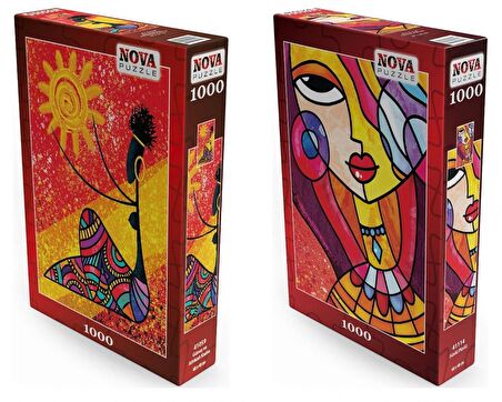 Nova Puzzle Süslü Kız ve Afrikalı 12+ Yaş Küçük Boy Puzzle 2x1000 Parça