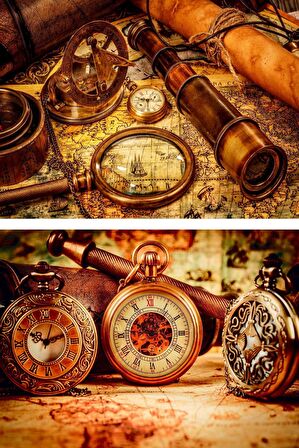 Nova Puzzle 2x2000 Parça Antika Saatler ve Yeni Hedefler Puzzle Seti