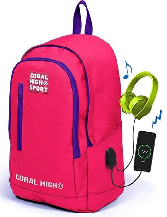 Coral High Sport Neon Mercan Okul Çantası ve Kalemlik Seti - Ortaokul ve Lise