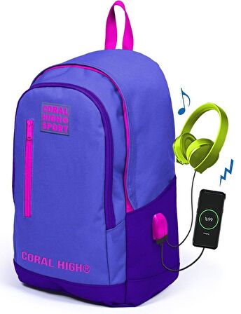 Coral High Sport Lavanta Mor Okul Sırt Çantası ve Organizer Kalemlik Seti