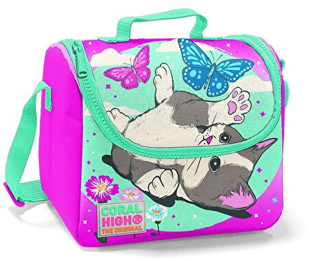 Coral High Sevimli Kedi ve Kelebek Kız Çocuk 3'lü İlkokul Çanta Seti