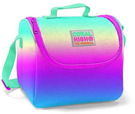Coral High Pembe - Yeşil - Mavi Kız Çocuk Çekçek Çanta Seti - Işıklı Tekerlekler