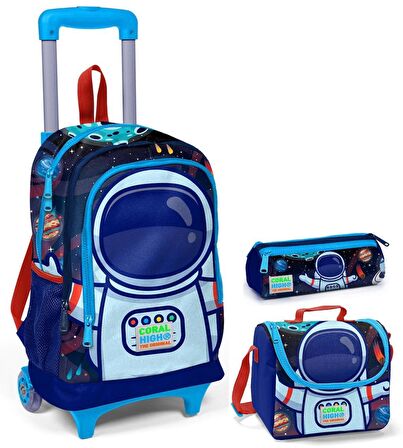 Coral High Astronot Erkek Çocuk Çekçek Çanta Seti - Işıklı Tekerlekler