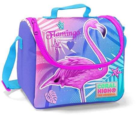 Coral High Pembe Flamingo Baskılı Okul Çantası ve Beslenme Çantası Seti - Kız Çocuk - USB Soketli