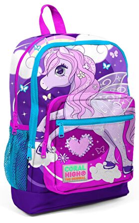 Coral High Mor Unicorn Baskılı Kız Çocuk İlkokul Çantası ve Beslenme Seti
