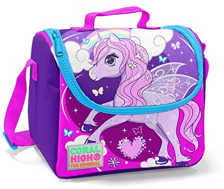 Coral High Mor Unicorn Baskılı Kız Çocuk İlkokul Çantası ve Beslenme Seti