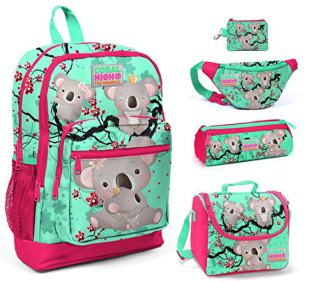 Coral High Yeşil Koala Baskılı 5'li İlkokul Çanta Seti