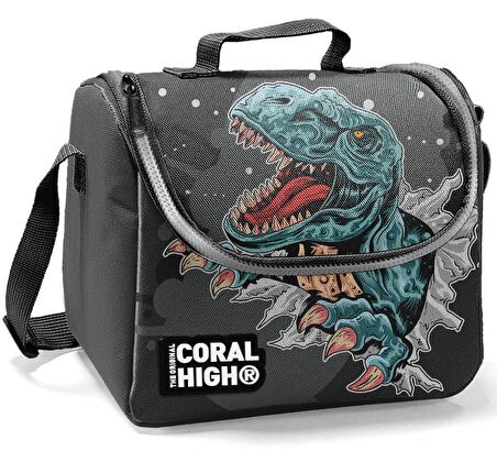 Coral High Dinazor Baskılı Okul ve Beslenme Çantası - Erkek Çocuk  - USB Soketli