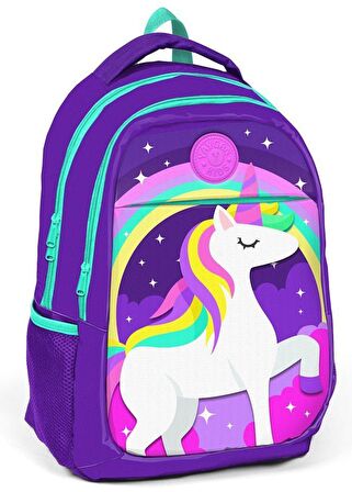 Coral High Kız Çocuk Mavi Unicorn Okul Sırt Çantası ve Beslenme Çantası