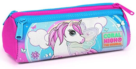 Coral High Mavi Unicorn Baskılı İlkokul Sırt Çantası ve Kalemlik Seti - Kız Çocuk - USB Soketli