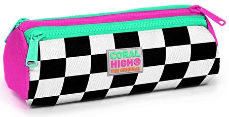 Coral High Pembe Damalı İlkokul Sırt Çantası ve Kalemlik Seti - Kız Çocuk - USB Soketli