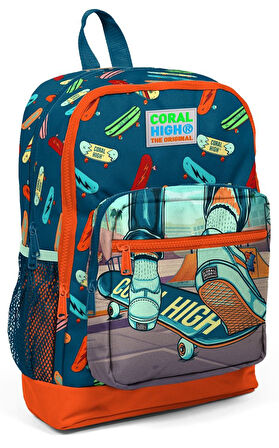 Coral High İlkokul Sırt Çantası ve Kalemlik Seti - Kaykay Baskılı