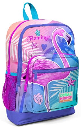 Coral High İlkokul Sırt Çantası ve Kalemlik Seti - Pembe Flamingo Baskılı