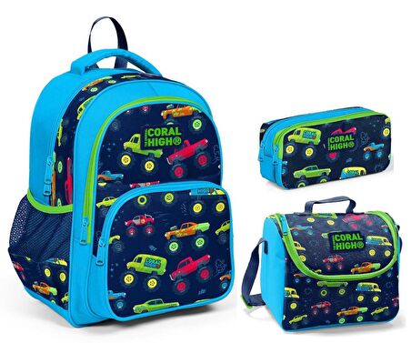 Coral High Kids Erkek Çocuk İlkokul Çanta Seti - Monster Truck