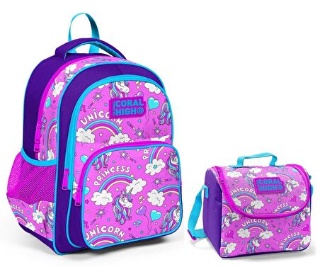 Coral High Unicorn İlkokul Sırt Çantası ve Beslenme Çantası - Kız Çocuk