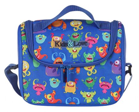 Kaukko Kids&Love Mavi Sevimli Canavarlar İlkokul Çanta Seti - Erkek Çocuk