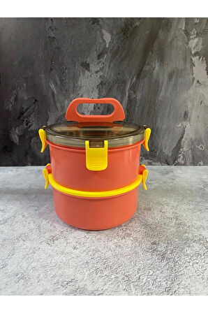 1400 ml Sarı Paslanmaz Çelik Yemek Kabı - Beslenme Kabı