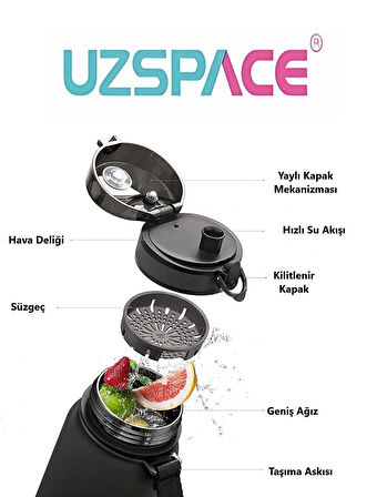 Uzspace 500 ml Tritan Açık Mavi Spor ve Günlük Matara/Suluk