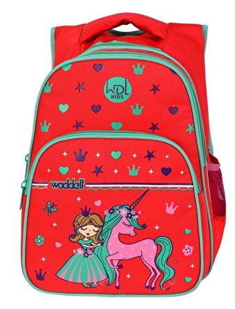 WaddellBag Kız Çocuk Kırmızı Unicorn İlkokul Sırt Çanta Seti WDL Kids