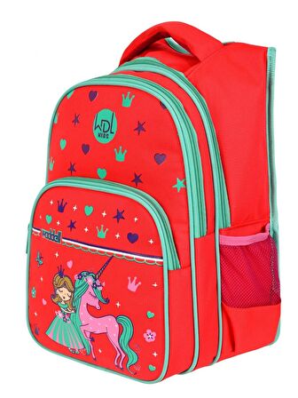 WaddellBag Kız Çocuk Kırmızı Unicorn İlkokul Sırt Çanta Seti WDL Kids