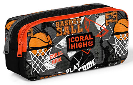 Coral High Siyah Turuncu Basketbol Erkek Çocuk Beslenme Çantası Seti