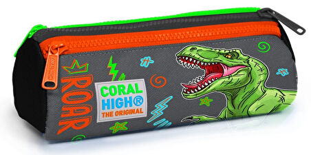 Coral High Gri Yeşil Dinazor Beşli Okul ve Günlük Çanta Seti