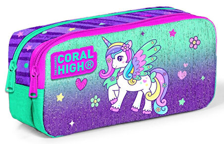 Coral High Yeşil Mor Pegasus Üçlü Okul Çantası ve Bel Çantası Seti - Kız Çocuk