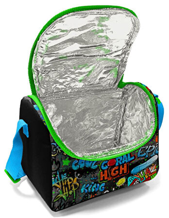 Coral High Siyah Grafiti Erkek Çocuk İlkokul Çantası ve Beslenme Çantası Seti