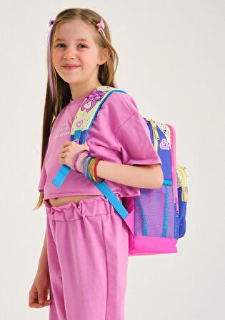 Coral High Mor Pembe Anime Okul Sırt ve Beslenme Çantası Seti