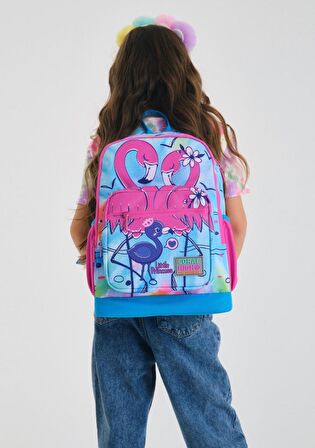 Coral High Mavi Pembe Flamingo Okul Sırt ve Beslenme Çantası Seti