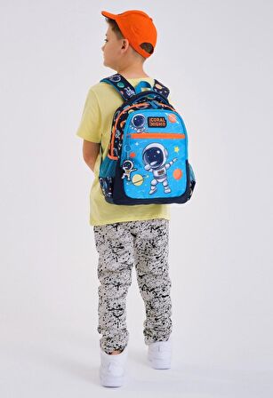 Coral High Lacivert Mavi Astronot İlkokul Ortaokul Sırt Çantası ve Kalemlik Seti