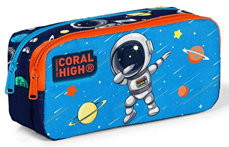 Coral High Lacivert Mavi Astronot İlkokul Ortaokul Sırt Çantası ve Kalemlik Seti