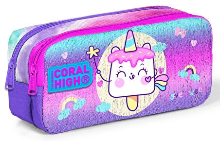 Coral High Mor Pembe Dondurma İlkokul Okul Sırt Çantası ve Kalemlik Seti