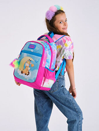 Coral High Pembe Mavi Zürafa İlkokul Sırt Çantası ve Kalemlik Seti