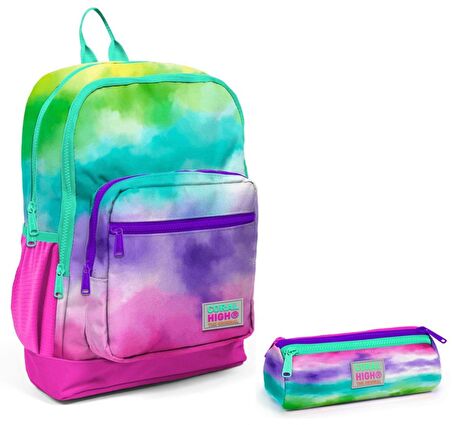 Coral High Renkli Boyama İlkokul Sırt Çantası ve Kalemlik Seti