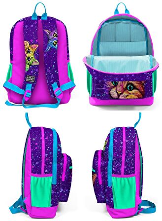 Coral High Mor Kedi İlkokul Sırt Çantası ve Kalemlik Seti